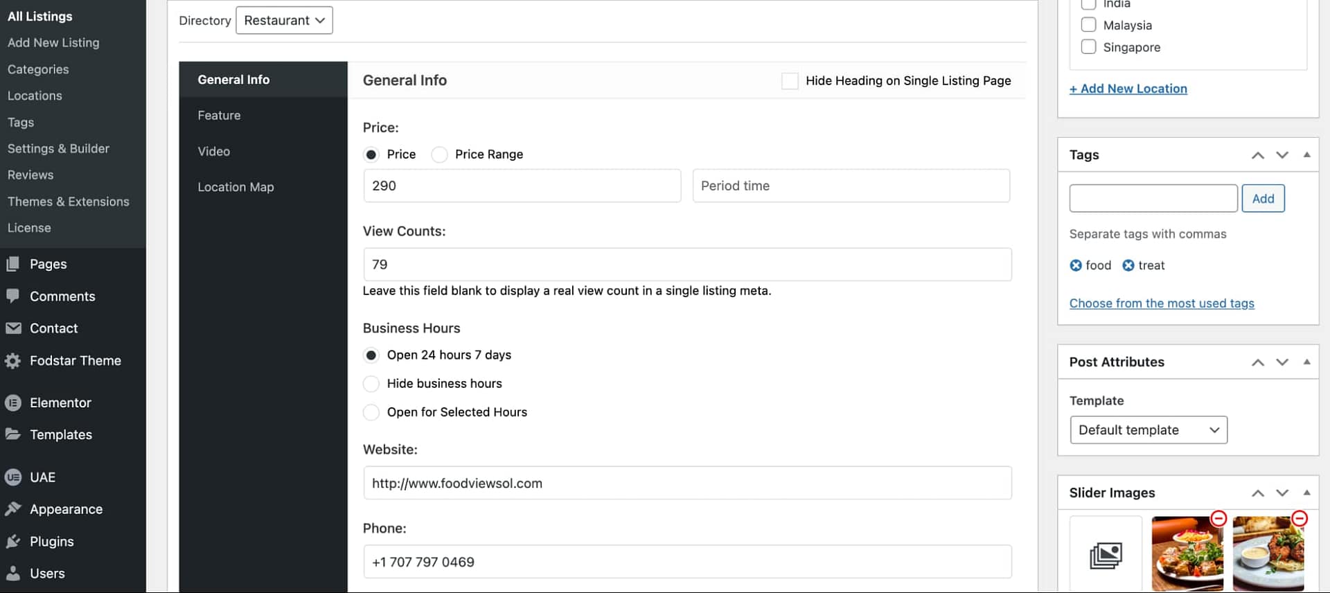 right category, tags, and location